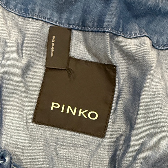 PINKO Daria Denim Ruffled Hem Romper Size 8 - Picture 7 of 9